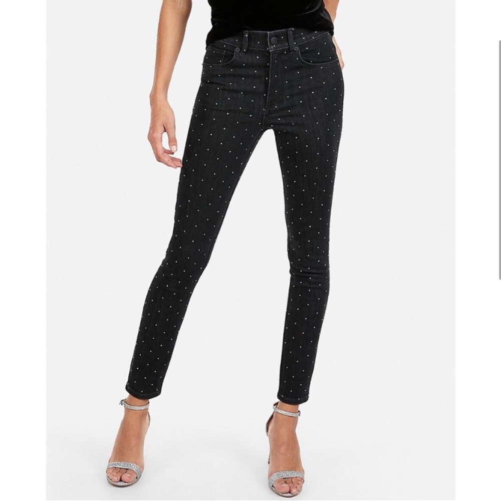 Express Sparkly Black Ankle Jean/Leggings